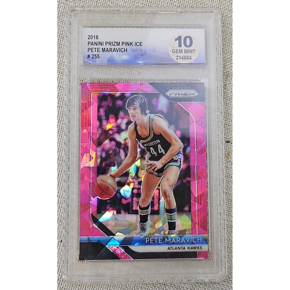 Panini Prizm Basketball Pete Maravich OS Pink Ice Gem Mint 10 Atlanta Hawks 255